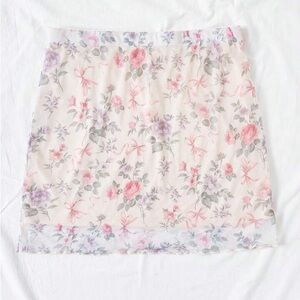 Cream Feminine Floral High Waist Mesh Mini Skirt | Women | 1XL